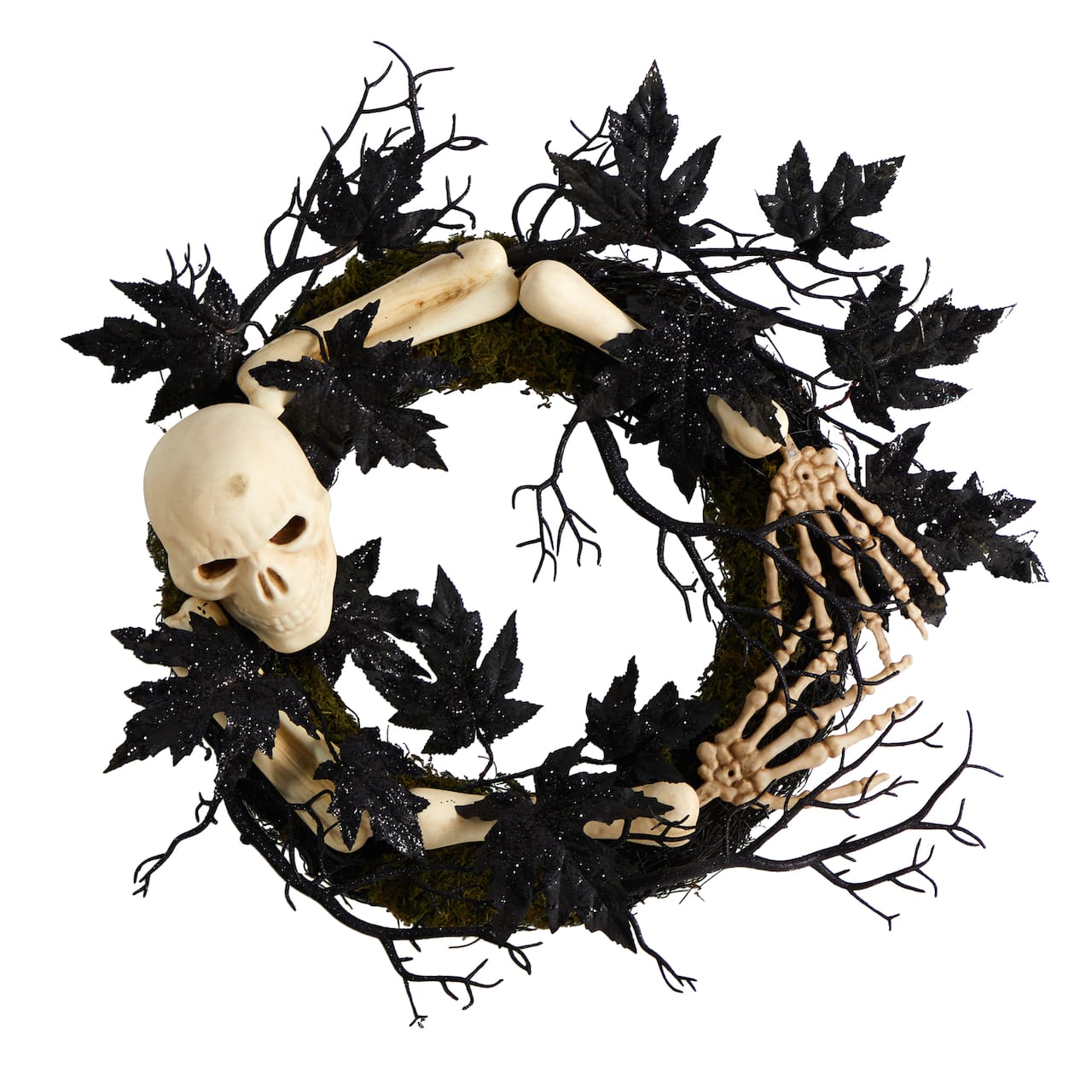 24&#x22; Halloween Skull &#x26; Bones Wreath